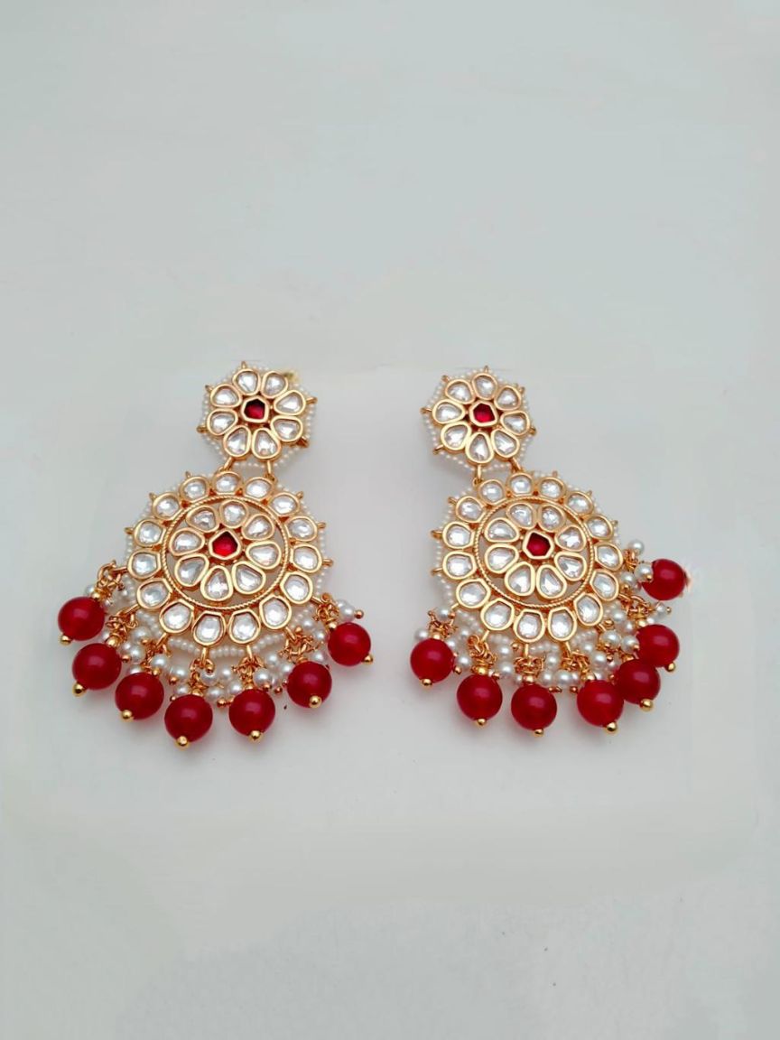 EARRINGS IN KUNDAN (VILANDI) STYLE | DESIGN - 80116