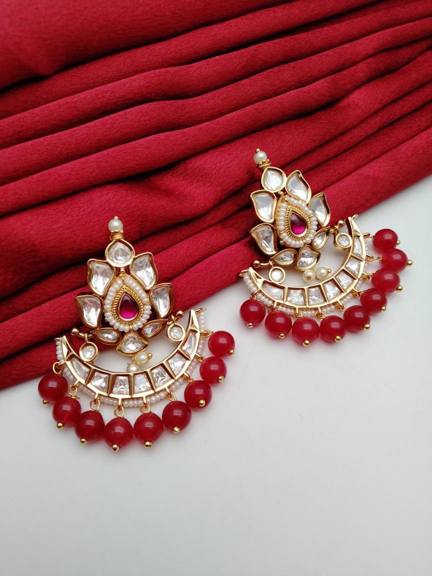 EARRINGS IN KUNDAN (VILANDI) STYLE | DESIGN - 80130