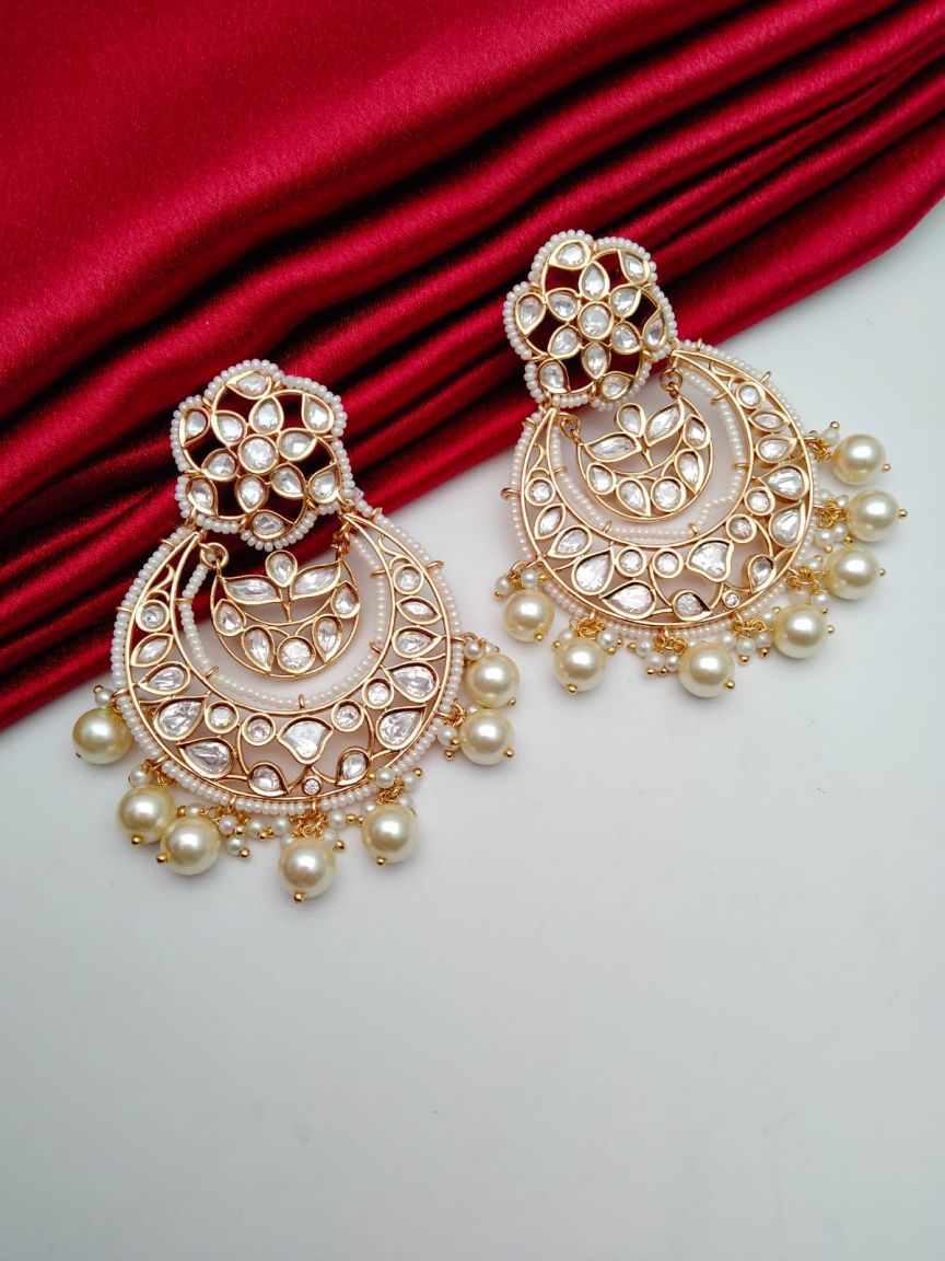 EARRINGS IN KUNDAN (VILANDI) STYLE | DESIGN - 80135