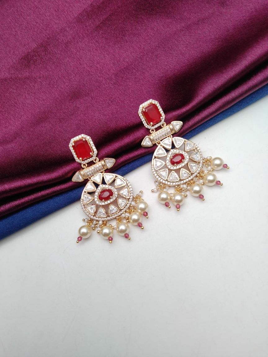 EARRINGS IN KUNDAN (VILANDI) STYLE | DESIGN - 80147