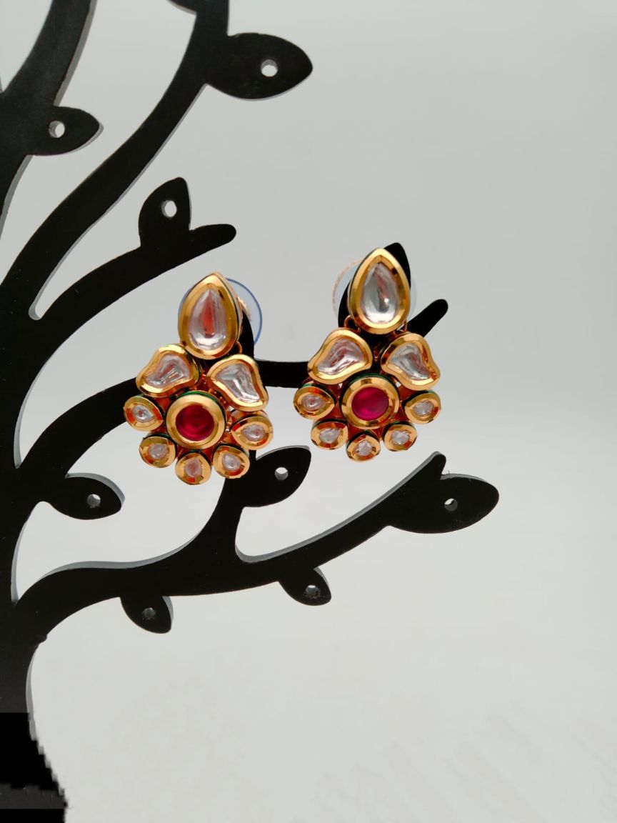 EARRINGS IN KUNDAN (VILANDI) STYLE | DESIGN - 80173