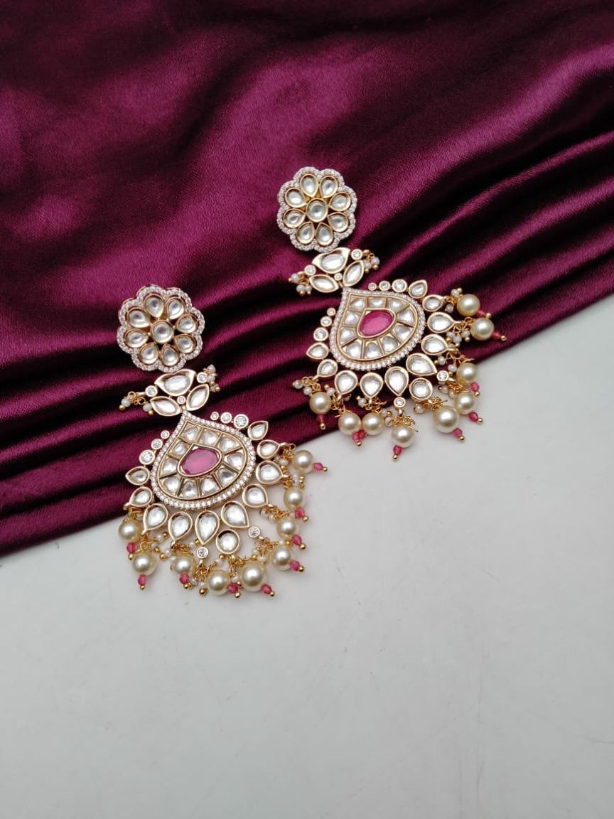 EARRINGS IN KUNDAN (VILANDI) STYLE | DESIGN - 80181