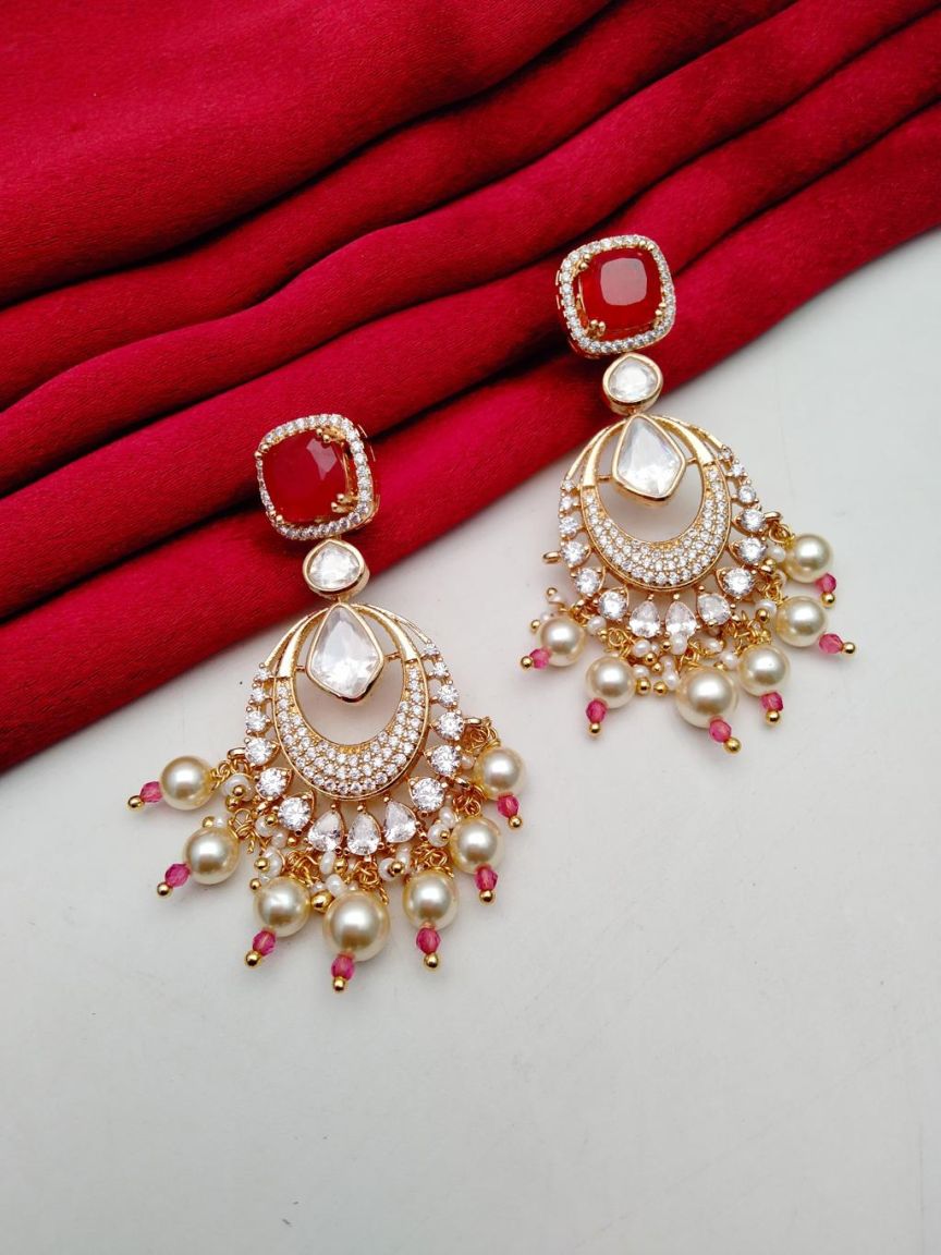 EARRINGS IN KUNDAN (VILANDI) STYLE | DESIGN - 80195