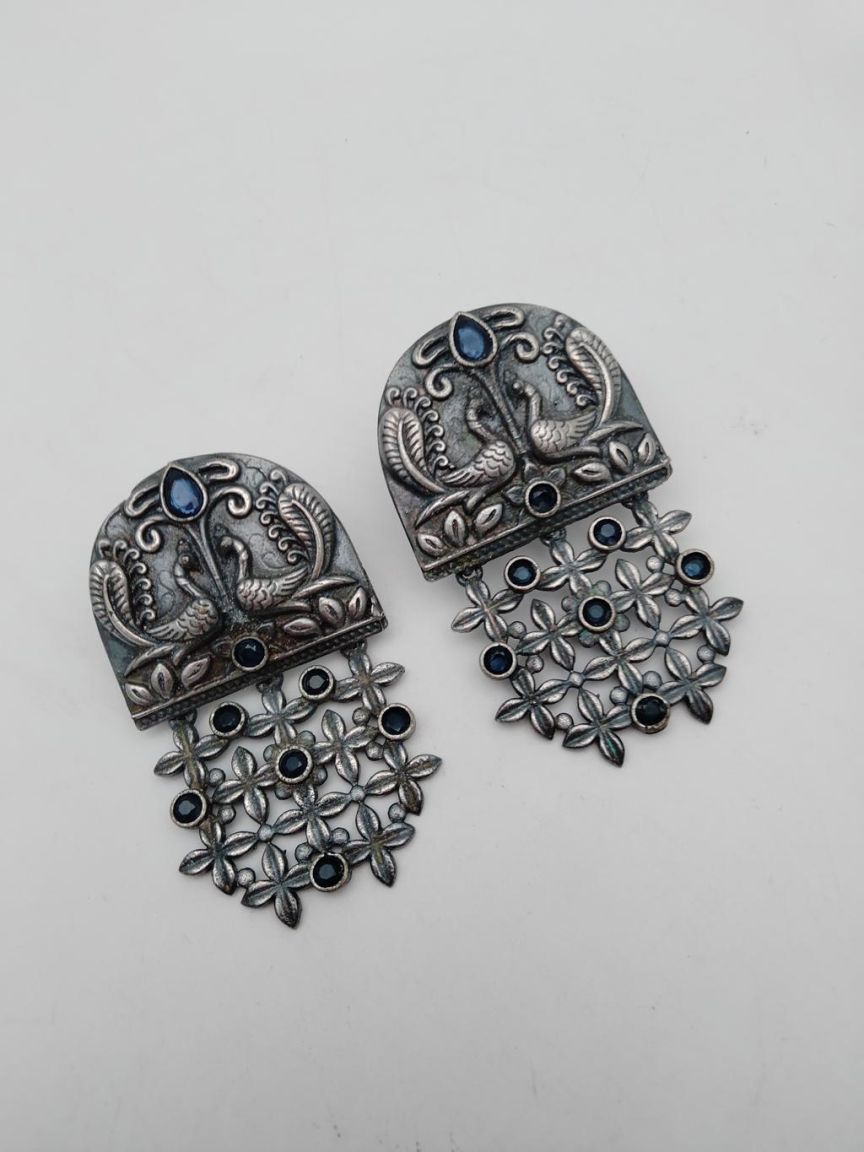 EARRINGS IN OXYDIZED POLISHED STYLE | DESIGN - 96601