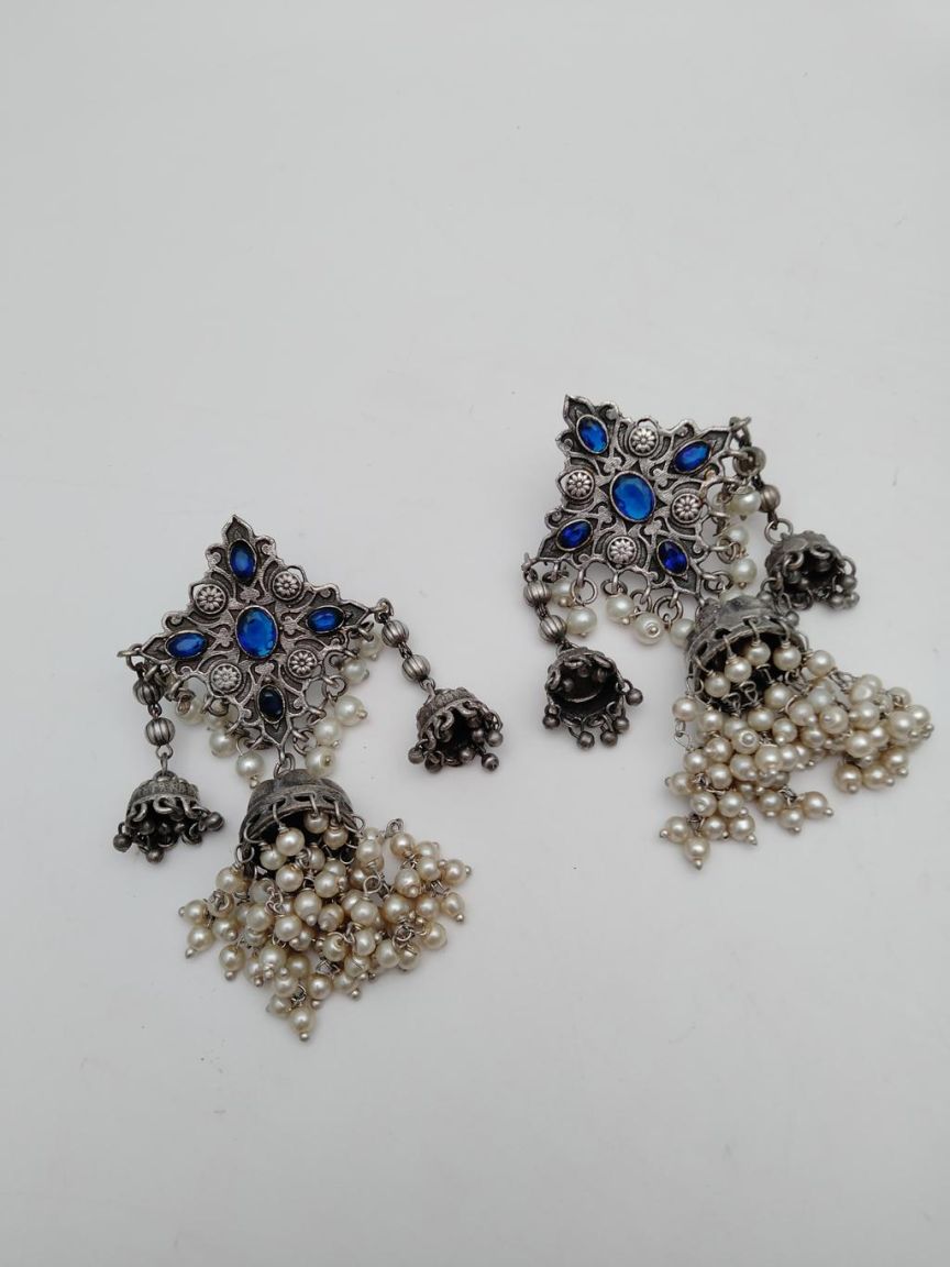 EARRINGS IN OXYDIZED POLISHED STYLE | DESIGN - 96604