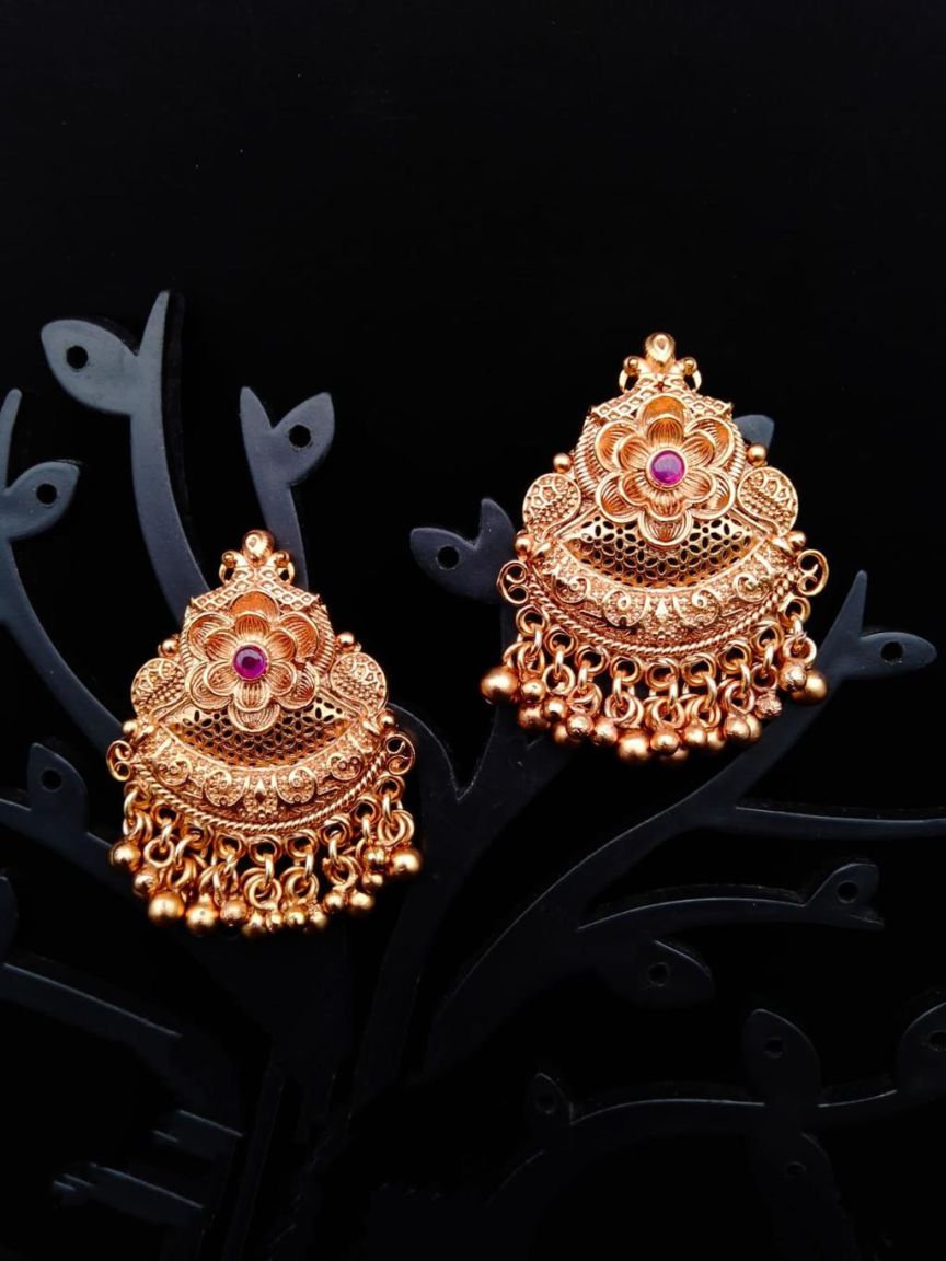 EARRINGS IN POLKI (GOLD POLISH) STYLE | DESIGN - 49051