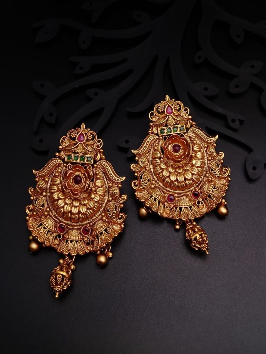 EARRINGS IN POLKI (GOLD POLISH) STYLE | DESIGN - 49091