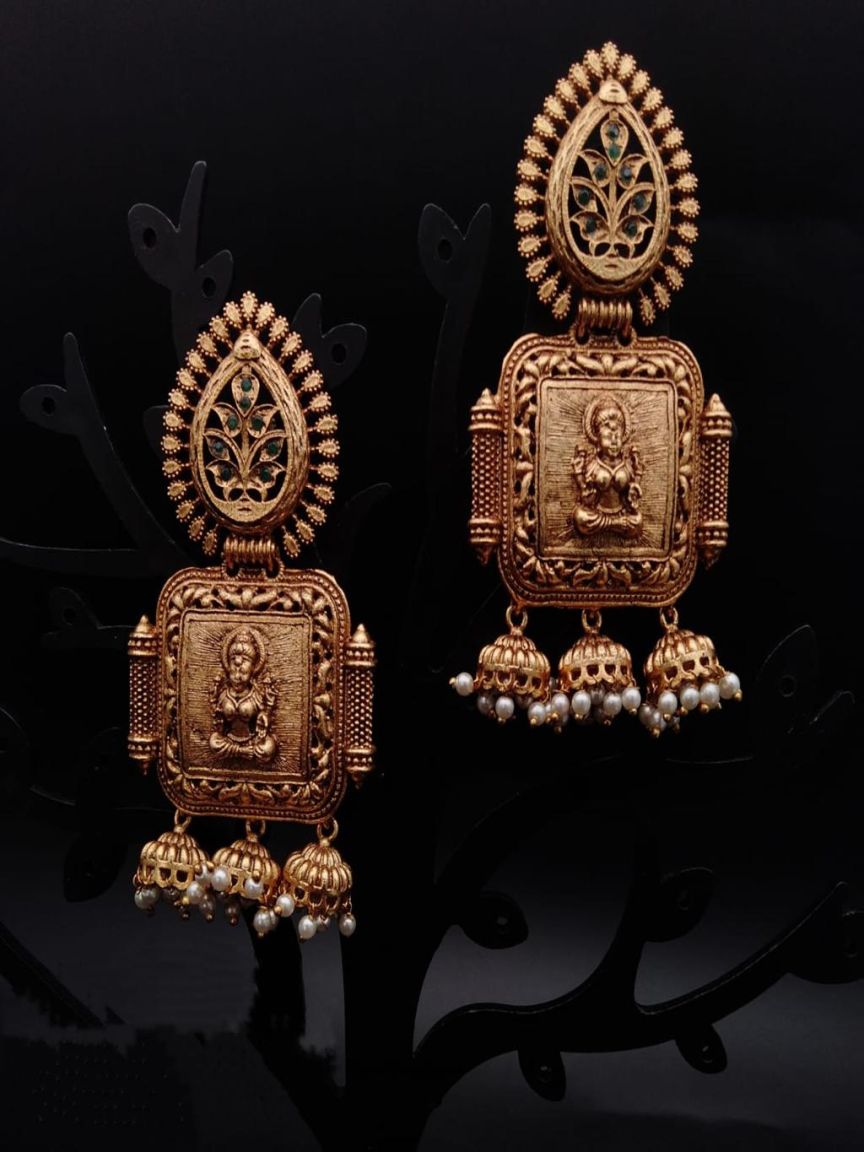 EARRINGS IN POLKI (GOLD POLISH) STYLE | DESIGN - 49095