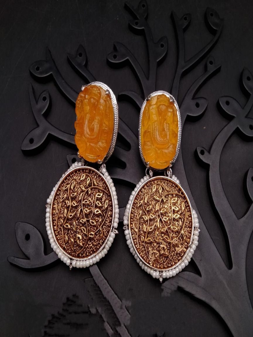 EARRINGS IN POLKI (GOLD POLISH) STYLE | DESIGN - 49123