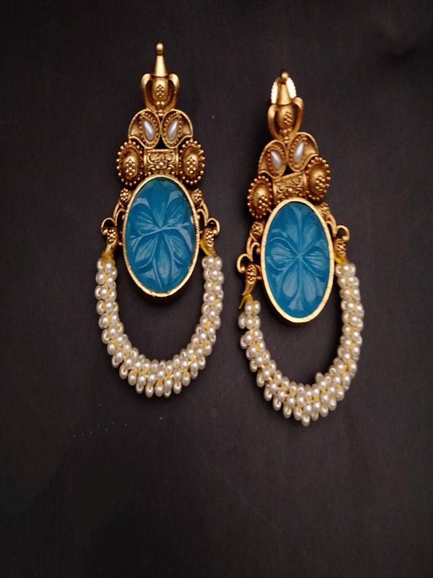 EARRINGS IN POLKI (GOLD POLISH) STYLE | DESIGN - 49127