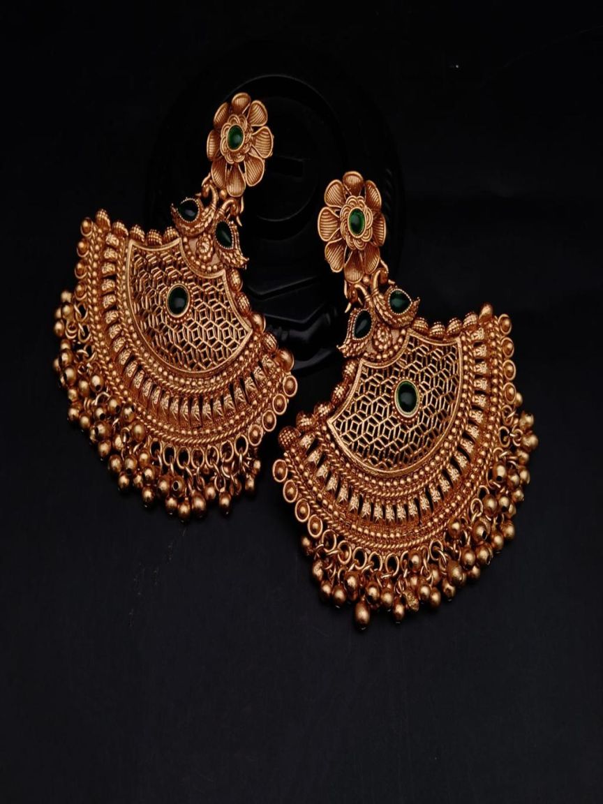 EARRINGS IN POLKI (GOLD POLISH) STYLE | DESIGN - 49131