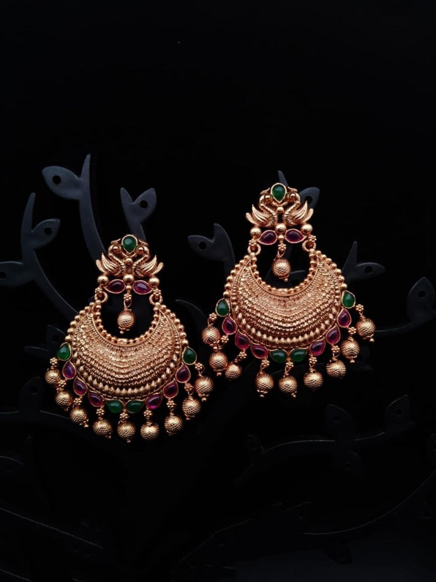 EARRINGS IN POLKI (GOLD POLISH) STYLE | DESIGN - 49134