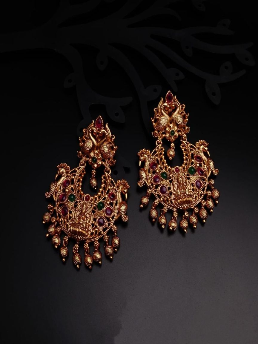 EARRINGS IN POLKI (GOLD POLISH) STYLE | DESIGN - 49137