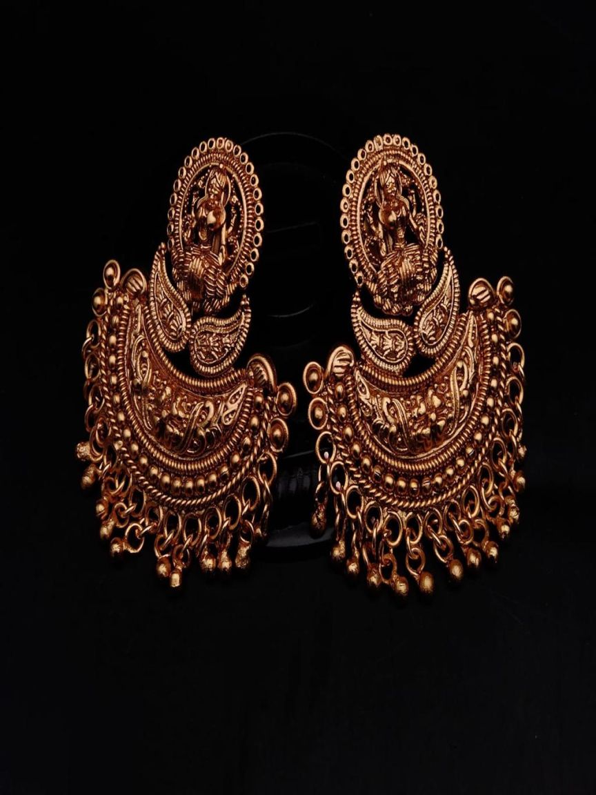 EARRINGS IN POLKI (GOLD POLISH) STYLE | DESIGN - 49140