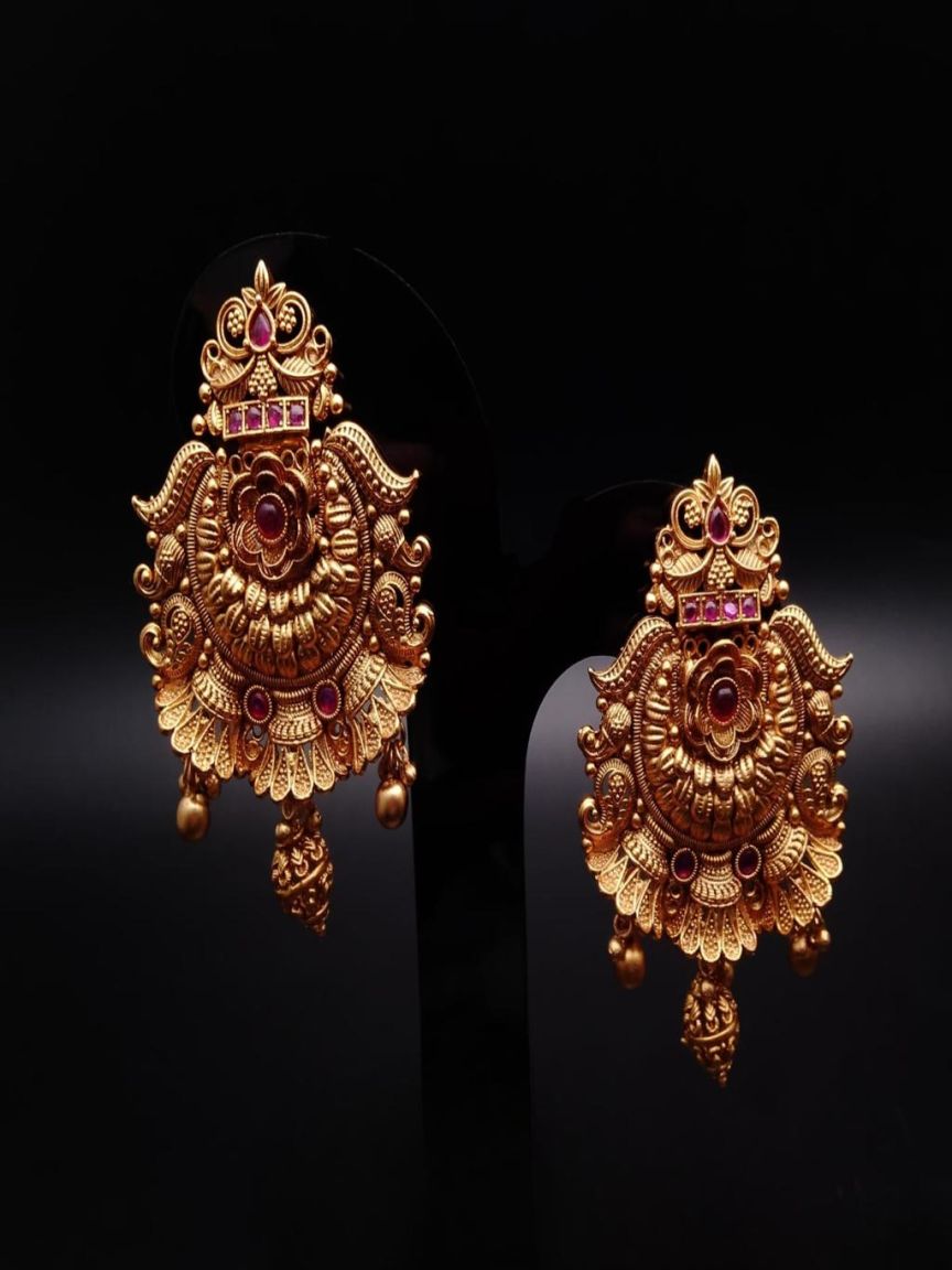 EARRINGS IN POLKI (GOLD POLISH) STYLE | DESIGN - 49147