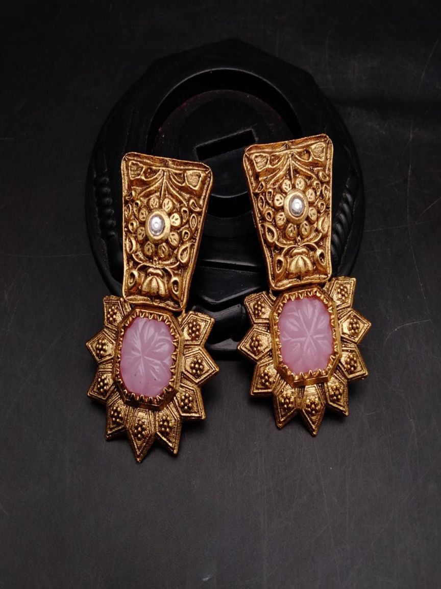 EARRINGS IN POLKI (GOLD POLISH) STYLE | DESIGN - 49149