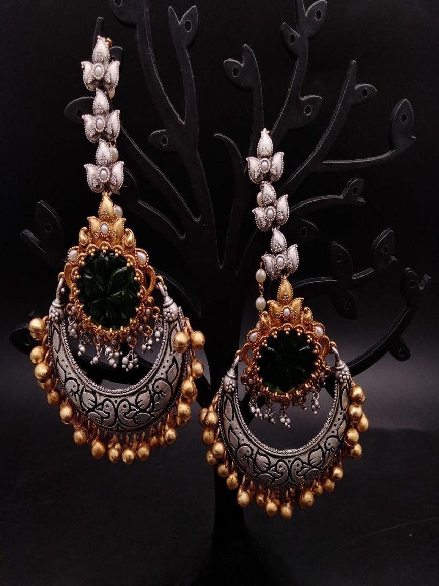 EARRINGS IN POLKI (GOLD POLISH) STYLE | DESIGN - 49152