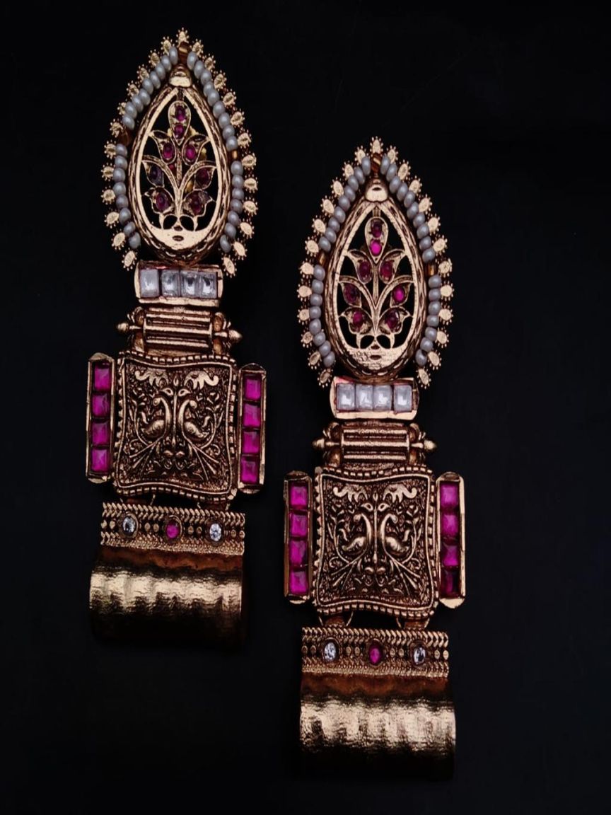 EARRINGS IN POLKI (GOLD POLISH) STYLE | DESIGN - 49155