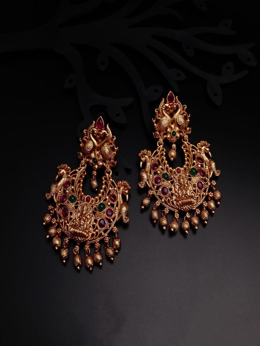 EARRINGS IN POLKI (GOLD POLISH) STYLE | DESIGN - 49156