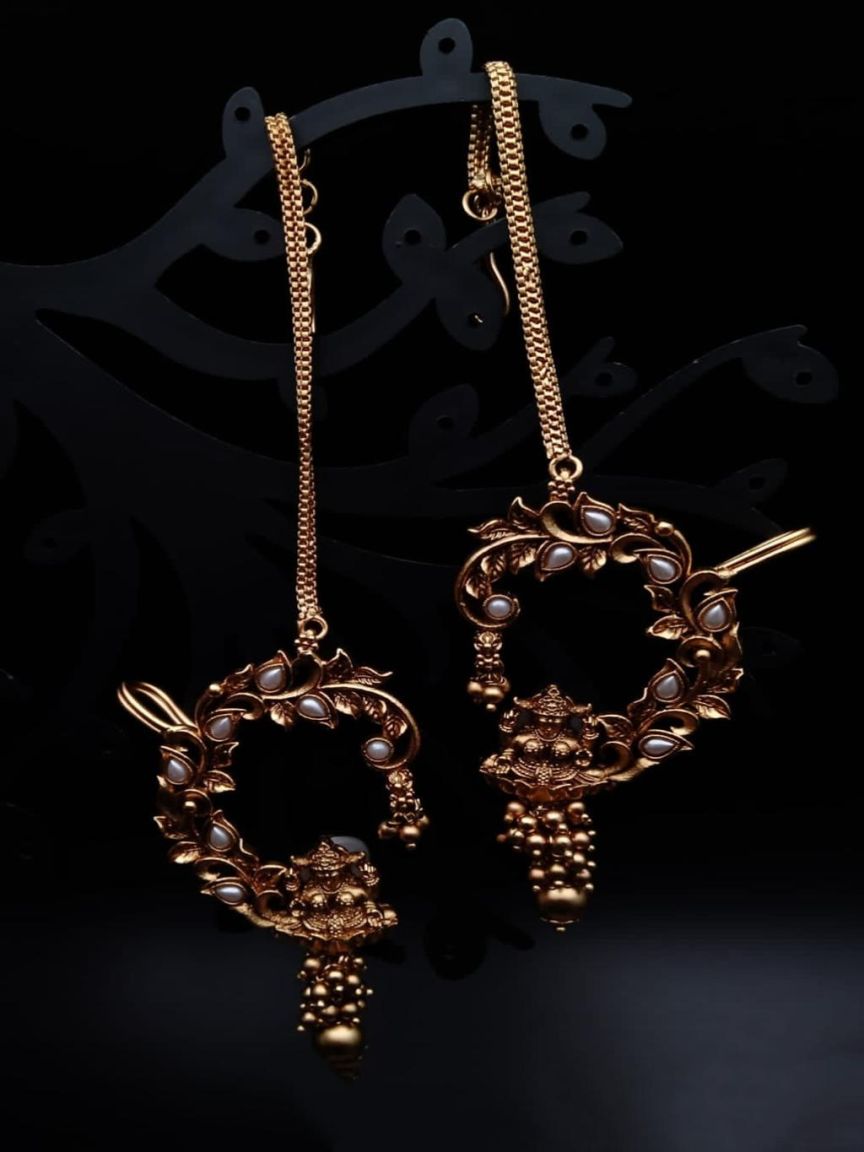 EARRINGS IN POLKI (GOLD POLISH) STYLE | DESIGN - 49158