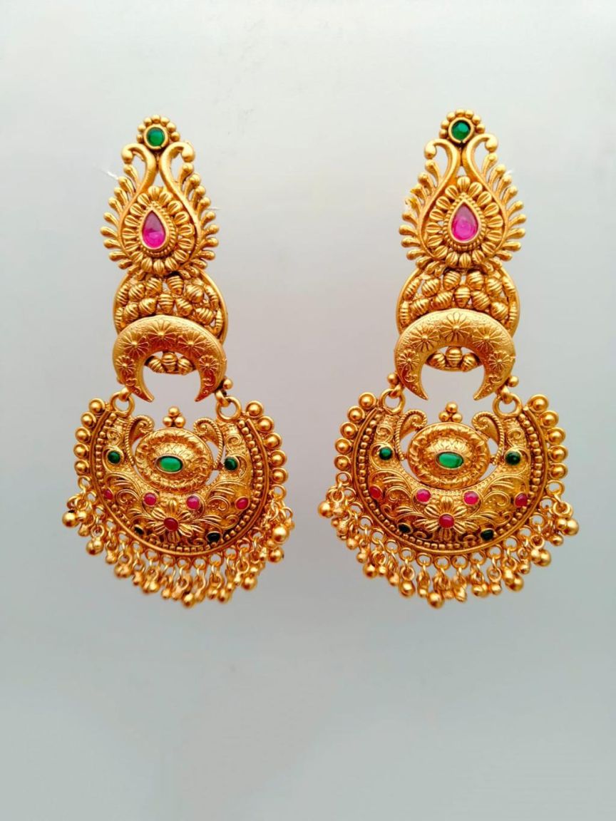 EARRINGS IN POLKI (GOLD POLISH) STYLE | DESIGN - 49159