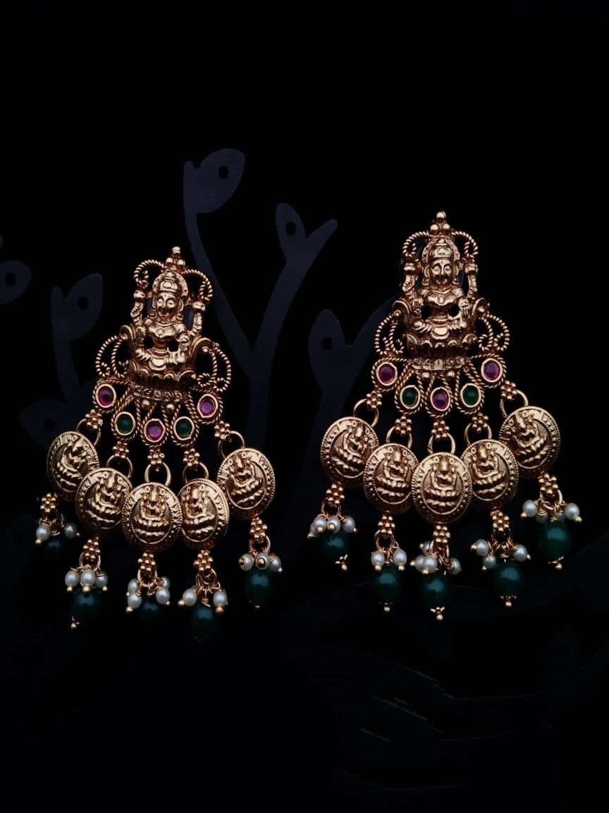 EARRINGS IN POLKI (GOLD POLISH) STYLE | DESIGN - 49166