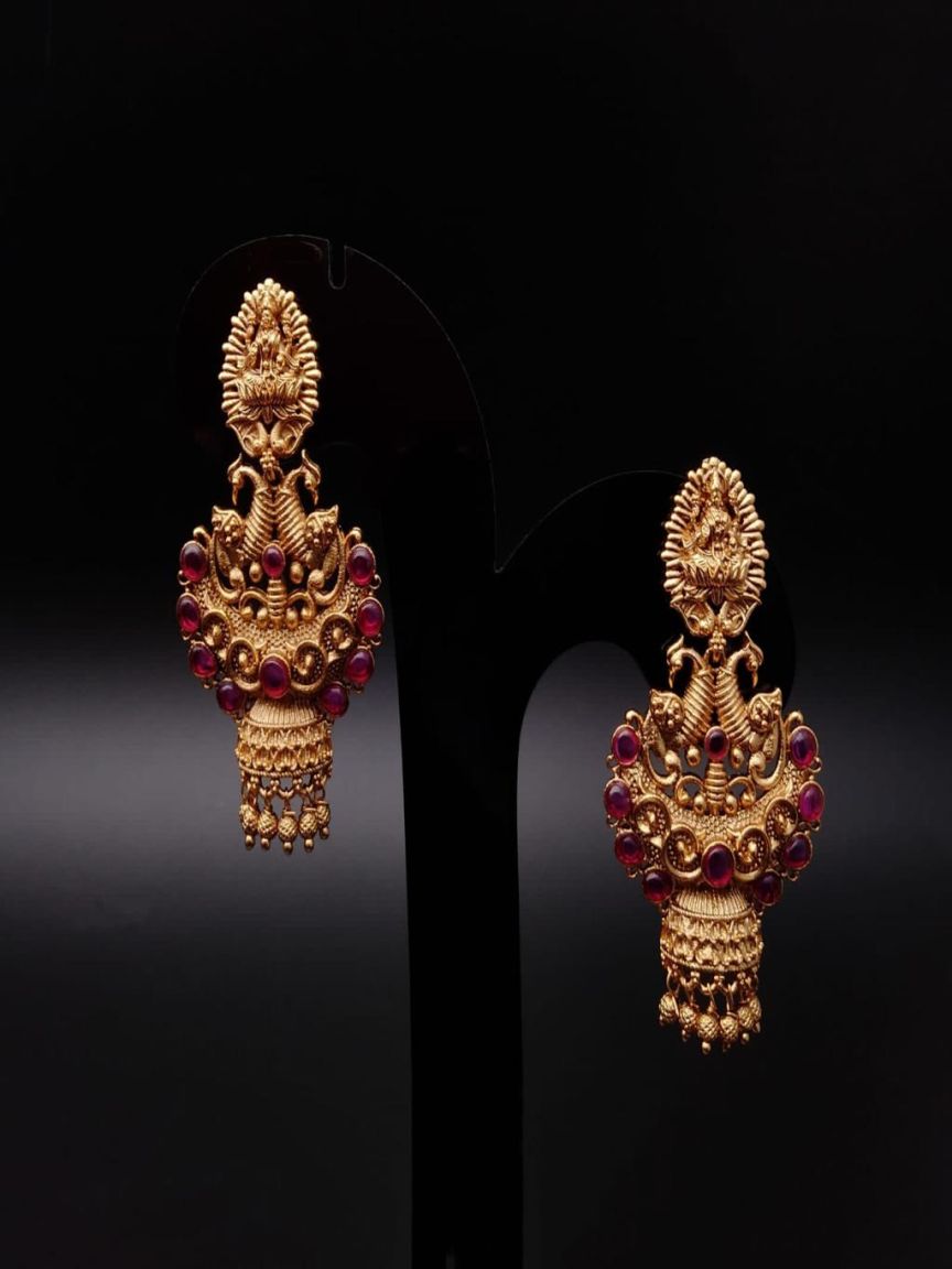 EARRINGS IN POLKI (GOLD POLISH) STYLE | DESIGN - 49174