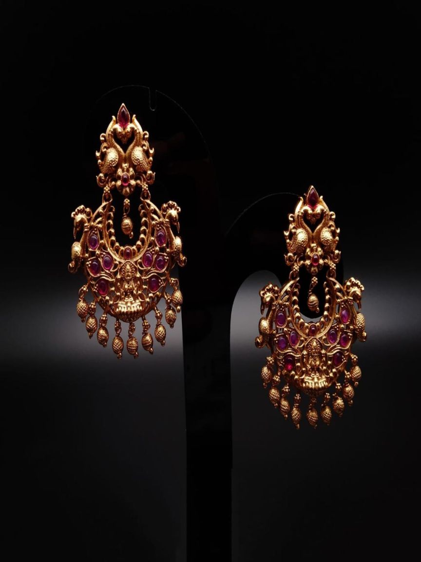 EARRINGS IN POLKI (GOLD POLISH) STYLE | DESIGN - 49176
