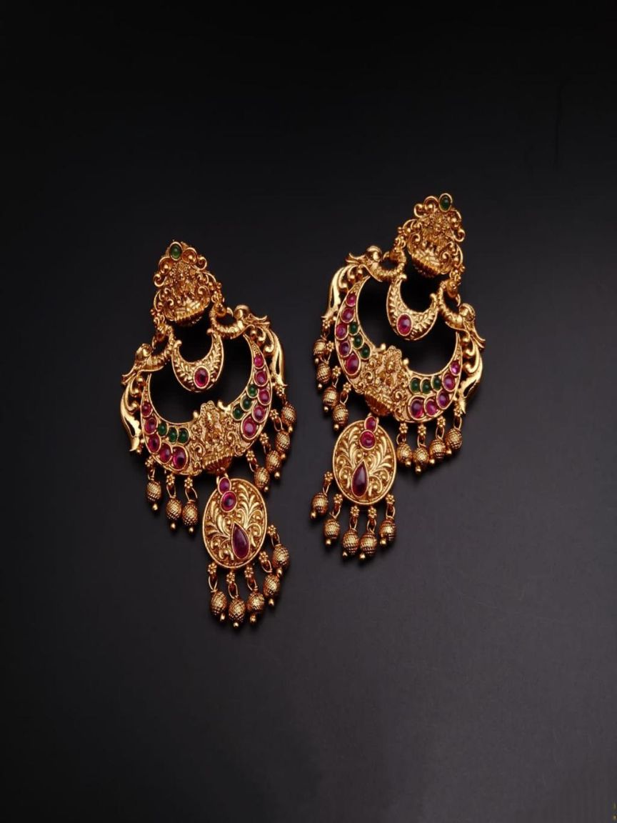 EARRINGS IN POLKI (GOLD POLISH) STYLE | DESIGN - 49177