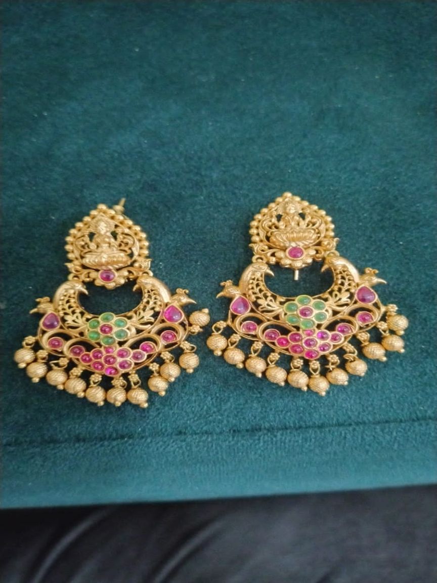 EARRINGS IN POLKI (GOLD POLISH) STYLE | DESIGN - 49178