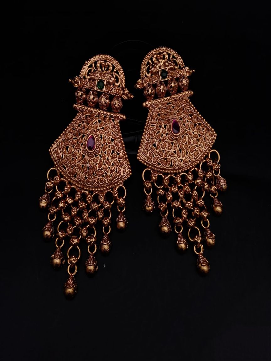 EARRINGS IN POLKI (GOLD POLISH) STYLE | DESIGN - 49180