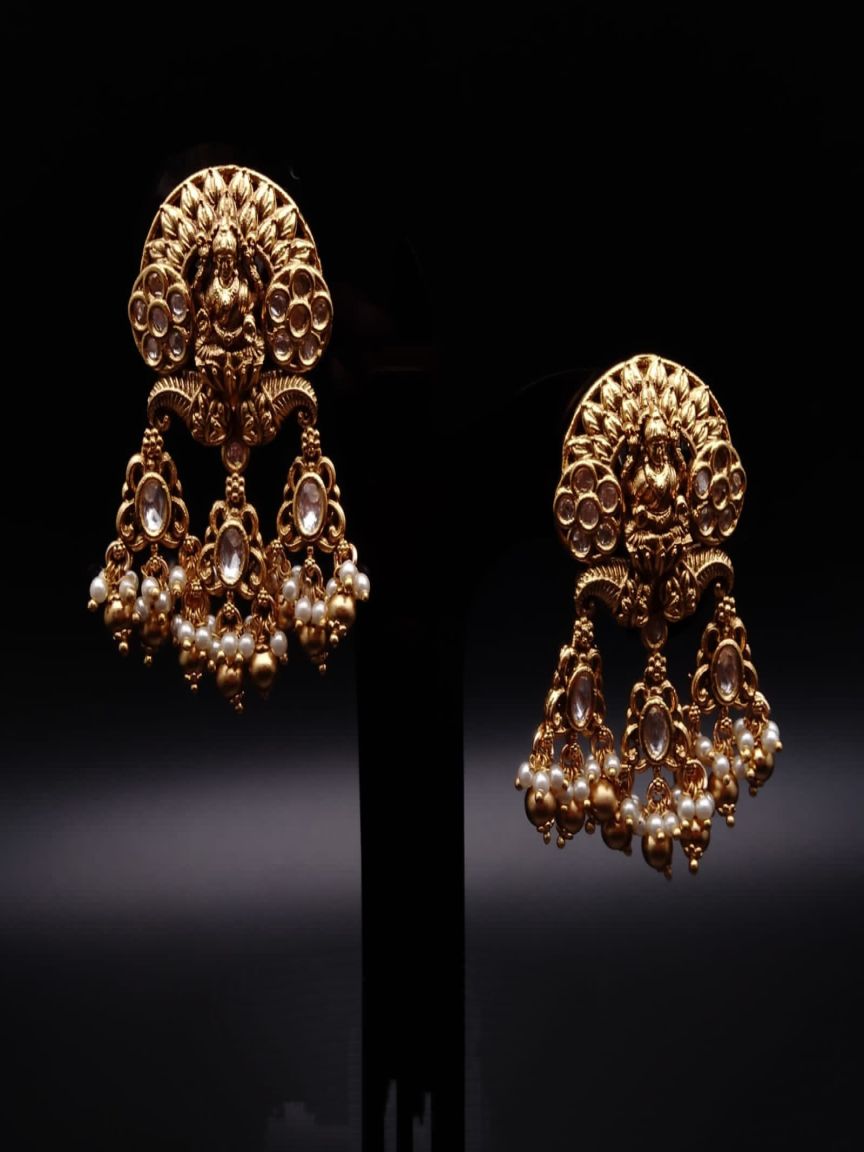 EARRINGS IN POLKI (GOLD POLISH) STYLE | DESIGN - 49184