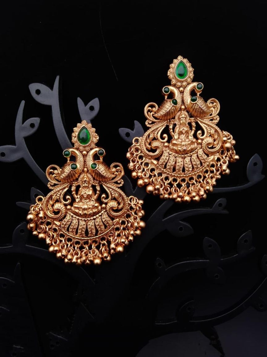 EARRINGS IN POLKI (GOLD POLISH) STYLE | DESIGN - 49185