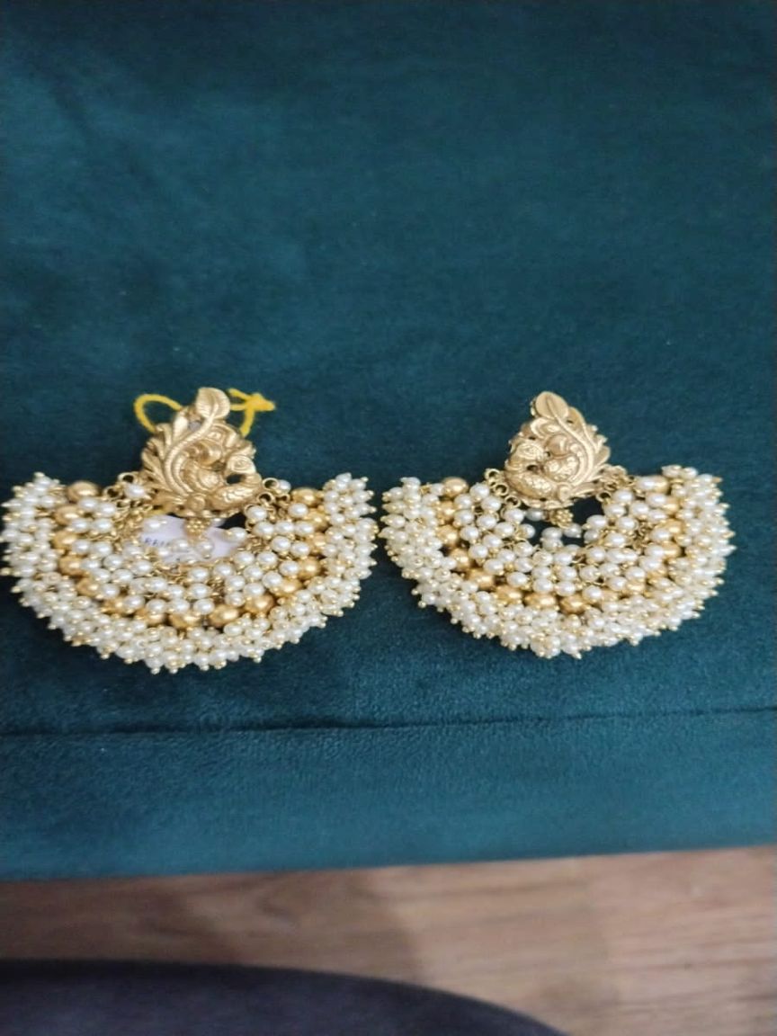 EARRINGS IN POLKI (GOLD POLISH) STYLE | DESIGN - 49186