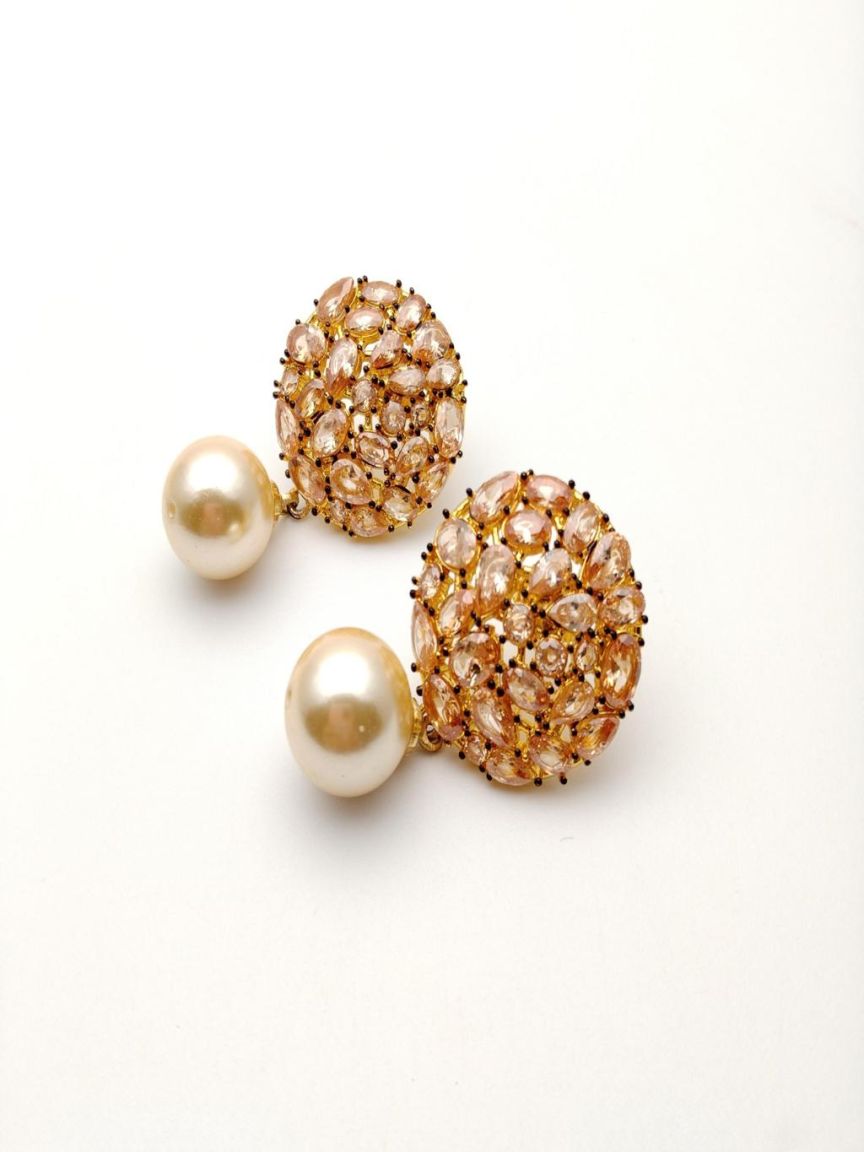 EARRINGS IN POLKI (GOLD POLISH) STYLE | DESIGN - 49221