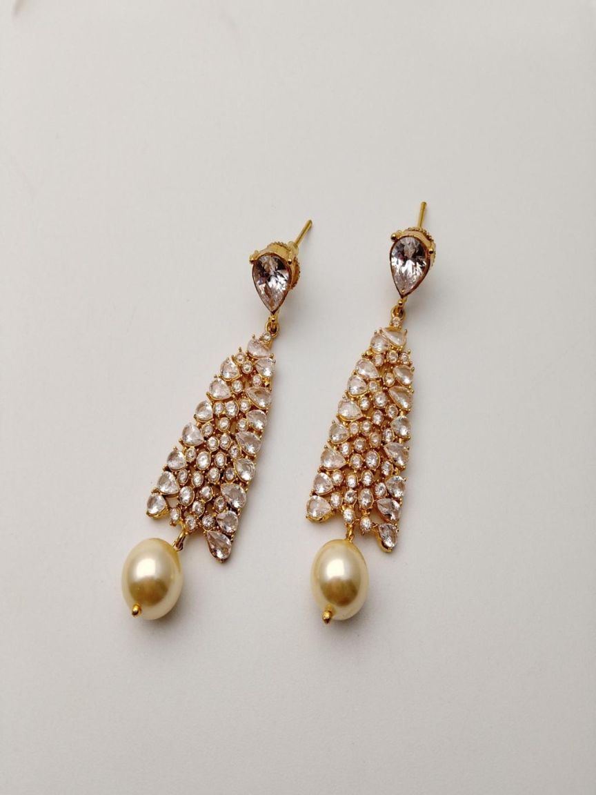 EARRINGS IN POLKI (GOLD POLISH) STYLE | DESIGN - 49234