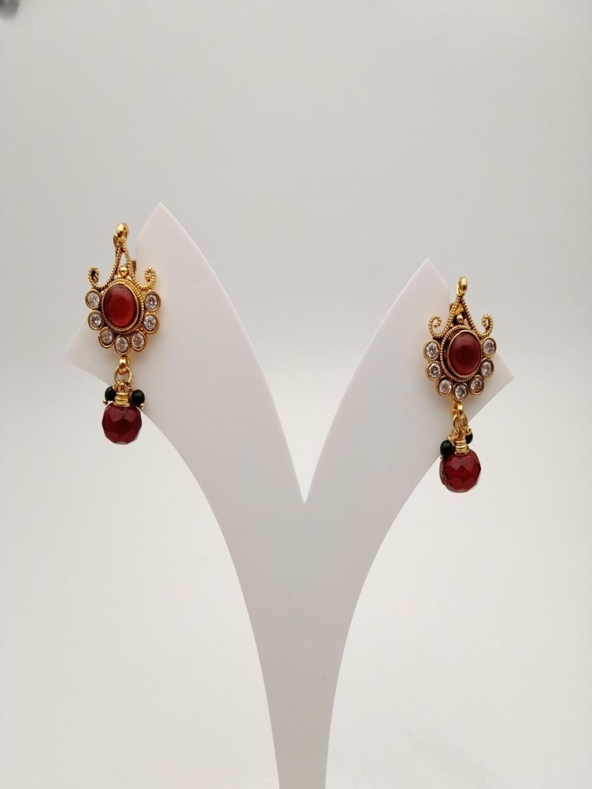 EARRINGS IN POLKI (GOLD POLISH) STYLE | DESIGN - 49242