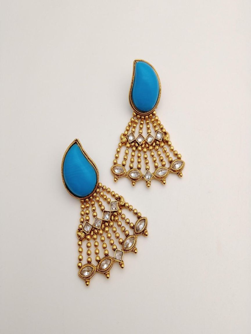 EARRINGS IN POLKI (GOLD POLISH) STYLE | DESIGN - 49252