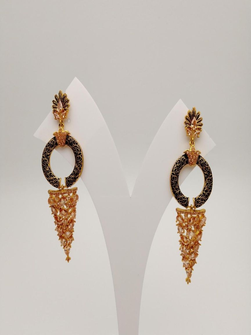 EARRINGS IN POLKI (GOLD POLISH) STYLE | DESIGN - 49260