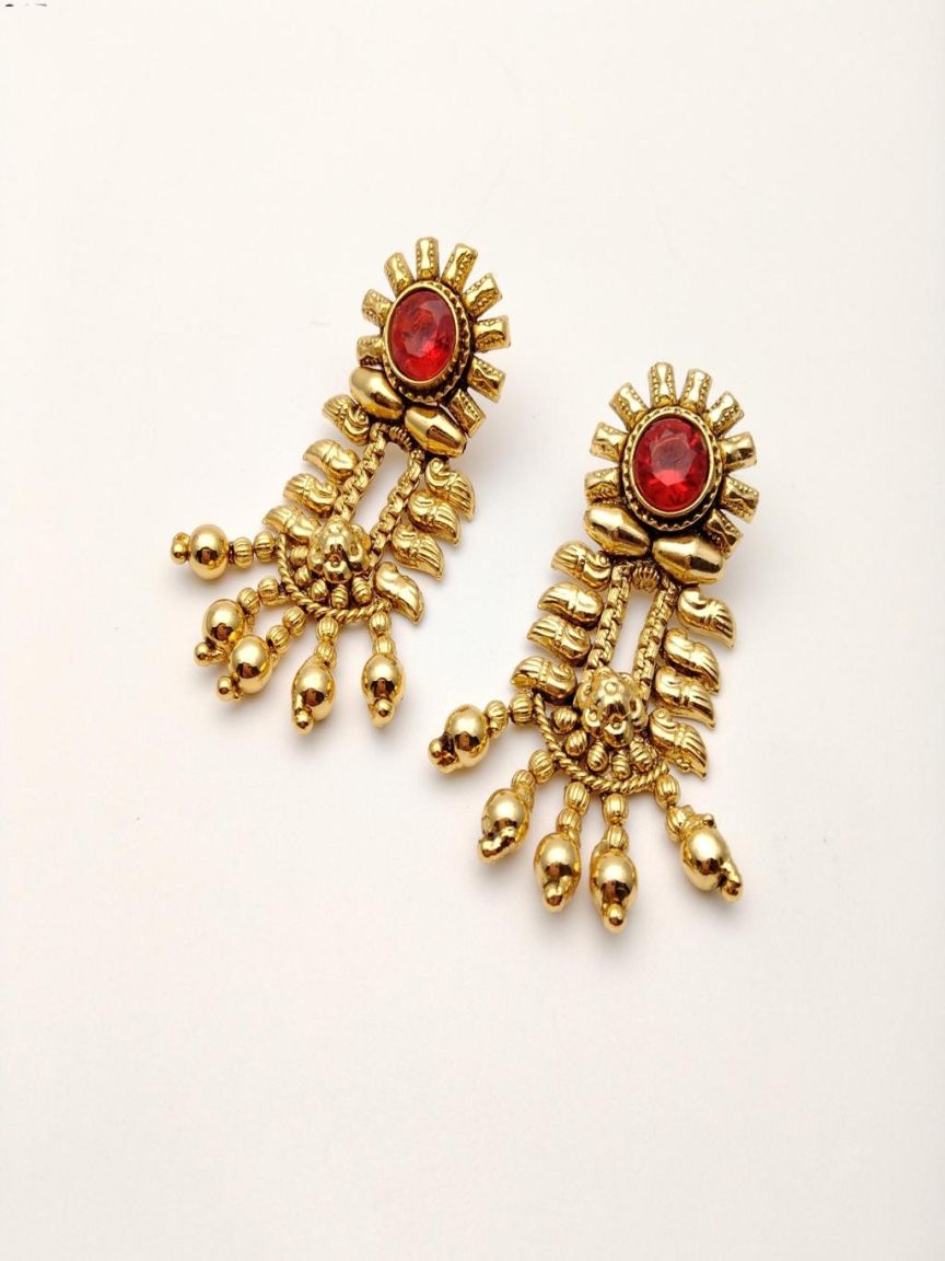 EARRINGS IN POLKI (GOLD POLISH) STYLE | DESIGN - 49262