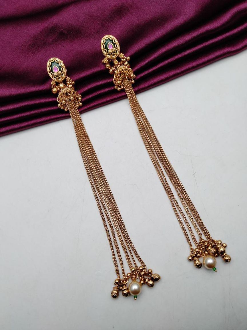 EARRINGS IN POLKI (GOLD POLISH) STYLE | DESIGN - 49320