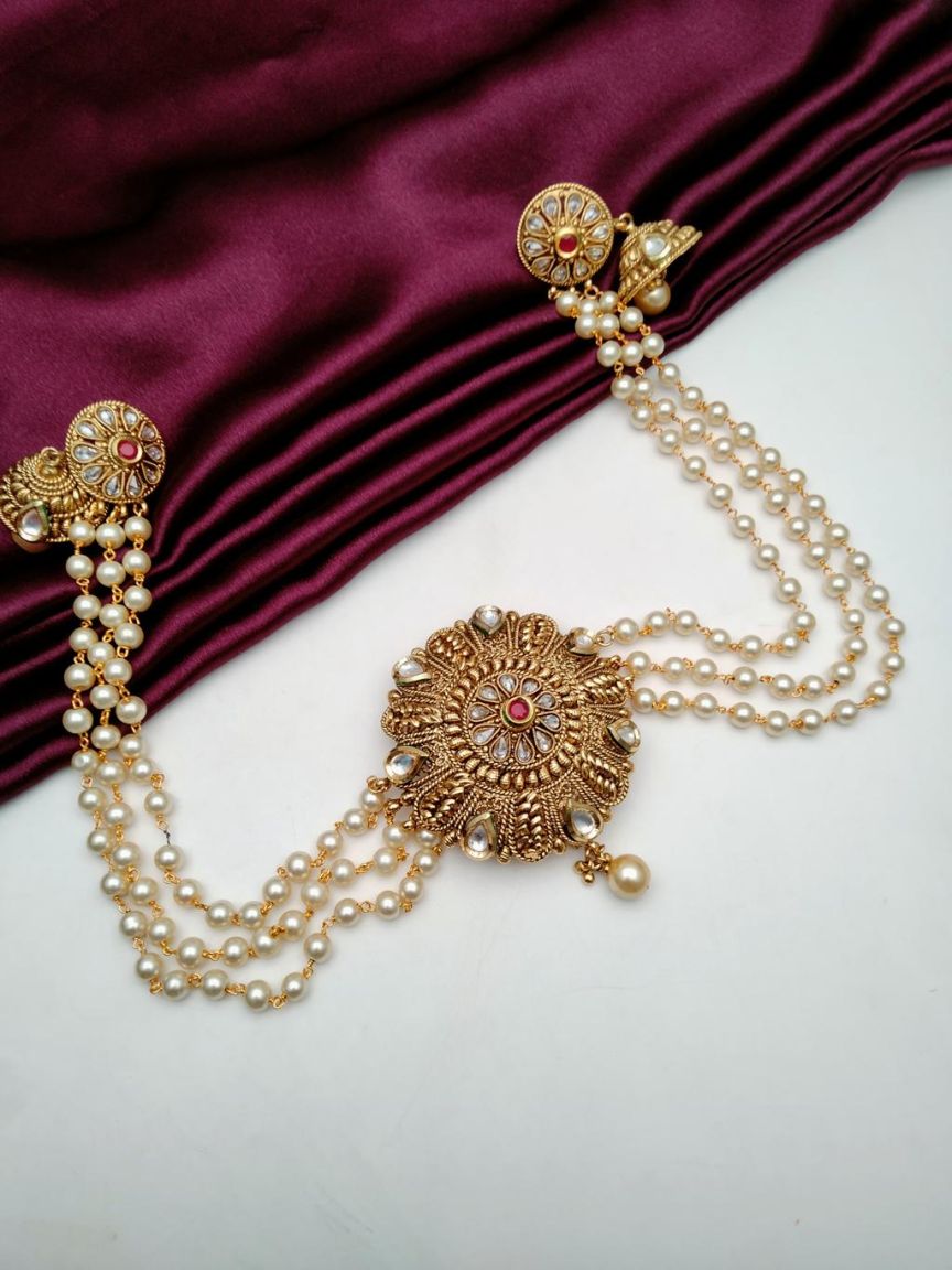 HAIR JUDA IN POLKI (GOLD POLISH) STYLE | DESIGN - 51001