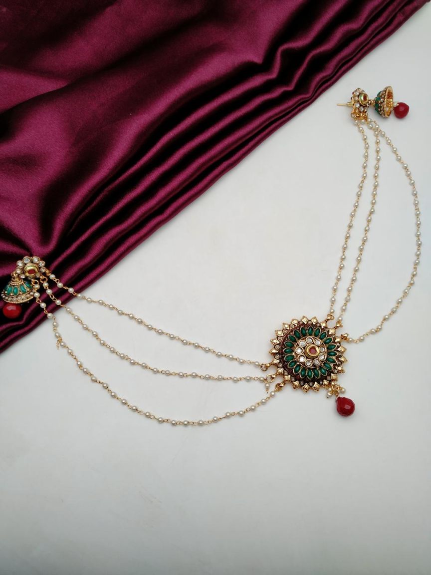 HAIR JUDA IN POLKI (GOLD POLISH) STYLE | DESIGN - 51002