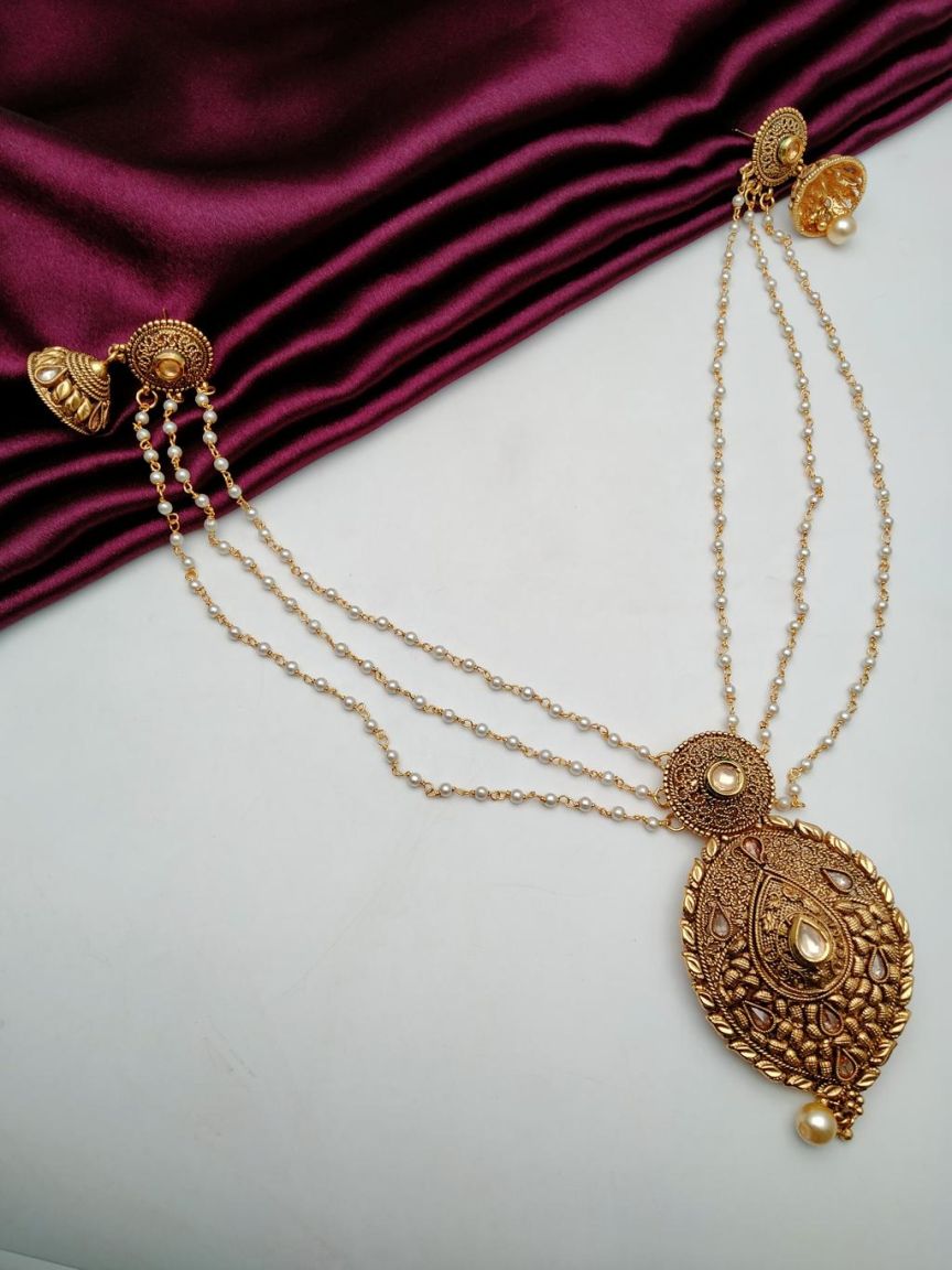 HAIR JUDA IN POLKI (GOLD POLISH) STYLE | DESIGN - 51003