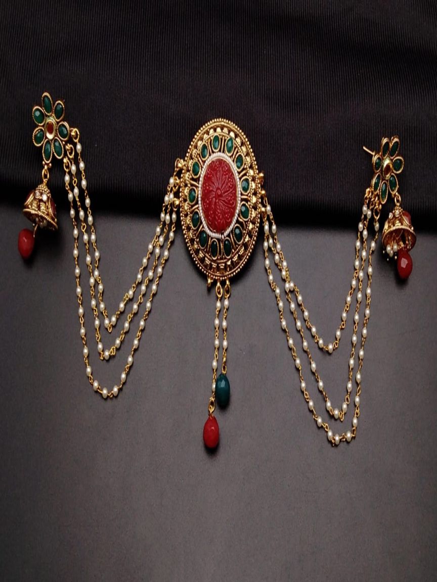 HAIR JUDA IN POLKI (GOLD POLISH) STYLE | DESIGN - 51007