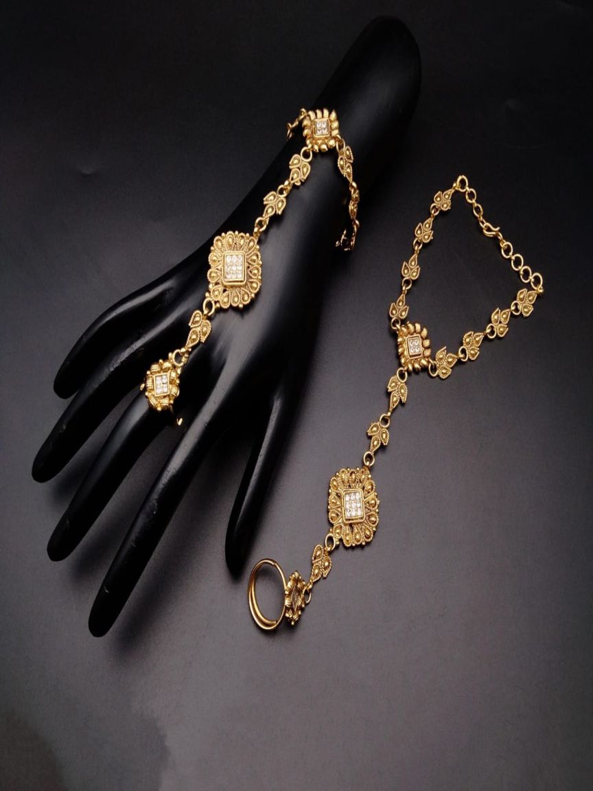 HATH PAAN IN POLKI (GOLD POLISH) STYLE | DESIGN - 20002
