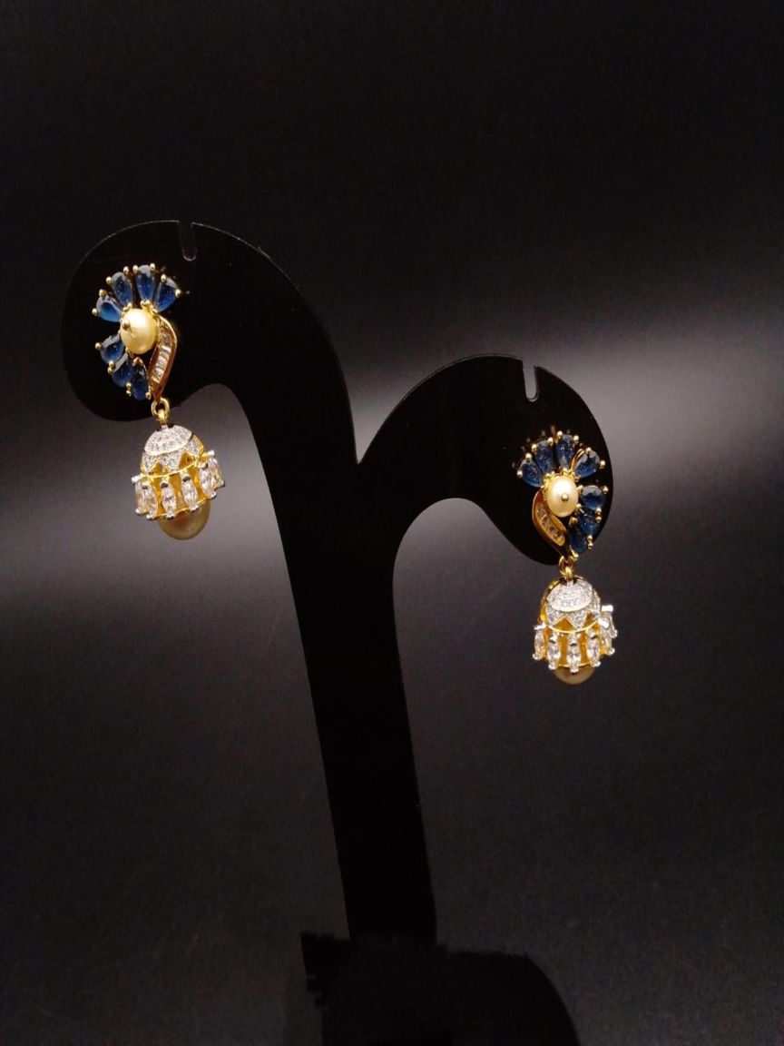 JHUMKA IN AMERICAN DIAMOND JEWELLERY STYLE | DESIGN - 11017