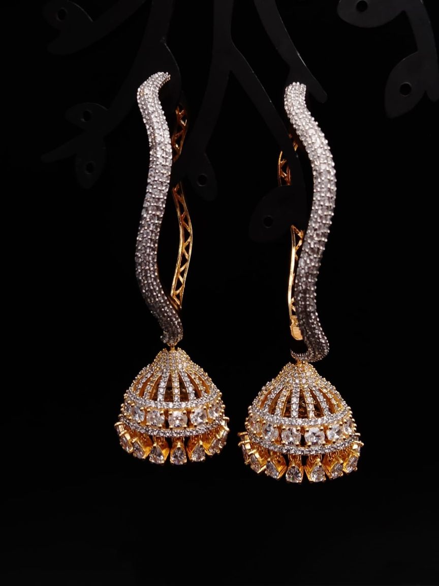 JHUMKA IN AMERICAN DIAMOND JEWELLERY STYLE | DESIGN - 11027