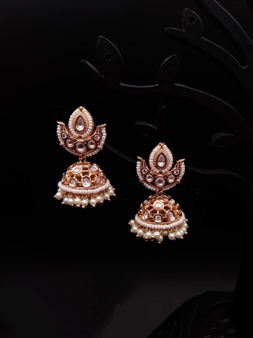 JHUMKA IN KUNDAN (VILANDI) STYLE | DESIGN - 90022