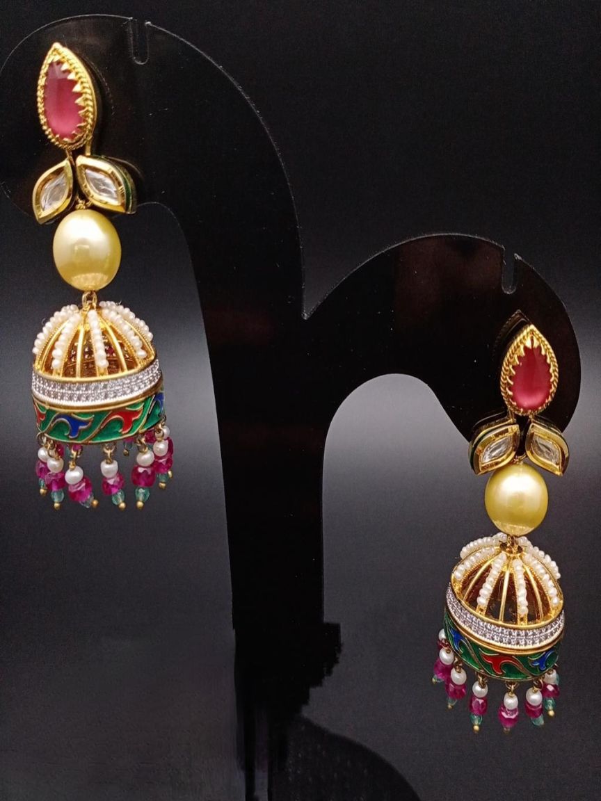 JHUMKA IN KUNDAN (VILANDI) STYLE | DESIGN - 90034
